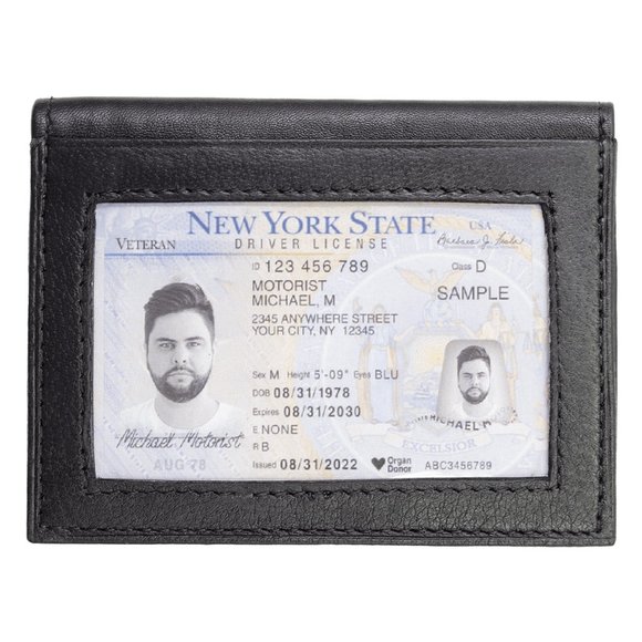 Men Pure Slim Genuine Leather Credit Card Holder, Black - Picture 3 of 15